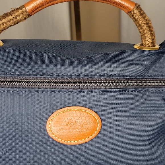 Longchamp Navy Blue Leather-Trimmed Hand Bag - Picture 5 of 8